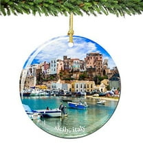 City-Souvenirs Sicily Italy Christmas Ornament Porcelain Double Sided 2.75 Inches