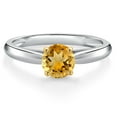 thumbnail image 3 of Gem Stone King 10K Two Tone Gold Yellow Citrine Solitaire Engagement Ring for Women | 0.45 Cttw | Round 5MM | Gemstone November Birthstone | Size 7, 3 of 6