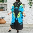 thumbnail image 4 of WULMLEO Kaftan Dresses for Women V Neck Batwing Sleeve Moomoo Nightgowns for Swimwear Plus Size Colorful Dresses Blue One Size, 4 of 5
