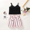 thumbnail image 3 of Vedolay Summer Short Sets Kids Girls Shorts Sets Colorful Striped Print Tops Button Shorts Outfits,Black 18-24 Months, 3 of 5