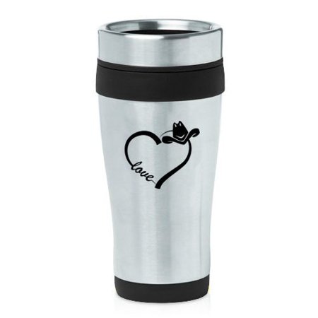 

16oz Insulated Stainless Steel Travel Mug Love Heart Country Cowgirl (Black) MIP