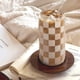 thumbnail image 4 of Vaso para Beber SANDJEST 470 ml con Tapa de Vidrio, Popote y Diseño Beige a Cuadros, 4 of 7