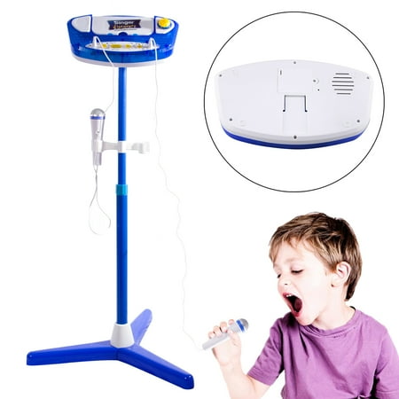 Karaoke Machine Stand Microphones Adjustable Music Toy with Bluetooth for kids - Upgrade Type Blue