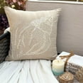 thumbnail image 3 of 22x22 inch (55x55 cm) Pillow Cover Decorative, Ecru Pillow Cover, Shell Ocean Beach Theme Pillow Cover, Cotton Linen Throw Pillow Cover, Floral Mediterranean, Sea Creatures - Sea Shell, 3 of 10