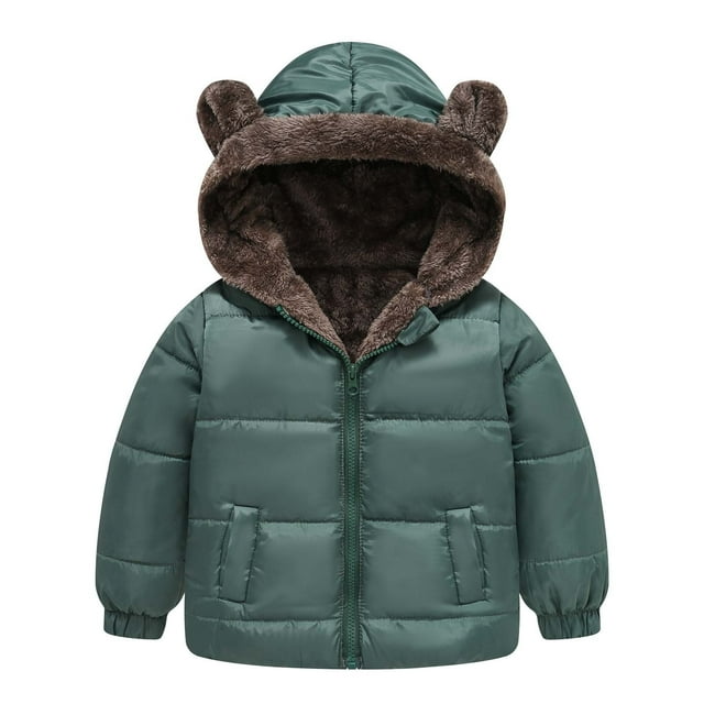 vdgthytj Baby Toddler Winter Fleece Coat Boys Girls Warm Cute Ear Zip up Hooded Jackets for Kids with Pockets