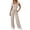 Beige, variant on Women's Ribbed Two Piece Set, Square Neck Crop Top and High Waist Wide Leg Pants Set, Casual Summer Outfit with Side Pockets, Fashion Two Piece Outfit for Going Out Outfits Beige