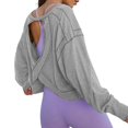 thumbnail image 2 of ZDNIXIAN Womens Dressy Casual Tops ,Back Cross Cutout Long Sleeve Workout Shirt, Lightweight Breathable Sports Pullover, 2 of 5