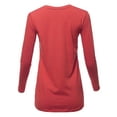 thumbnail image 3 of A2Y Women's Basic Solid Soft Cotton Long Sleeve Crew Neck Top Shirts Rose XL, 3 of 3
