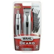 Wahl Mustache Battery Mens Beard Trimmer, 2 Trimmer Set Silver - Model 5606-700