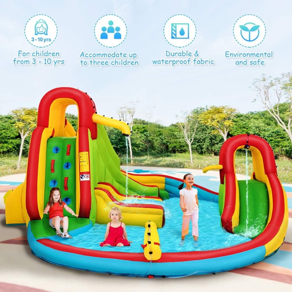 Aimee Lii Kids Gift Inflatable Water Slide Bounce Park with 480W Blower, Bounce House Water Slide for Kids 5-10