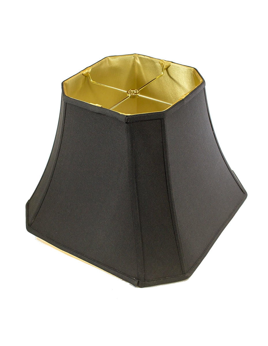 Black With Gold Lining Bell Lampshade, Black Rectangular Lamp Shade With Gold Lining Paper