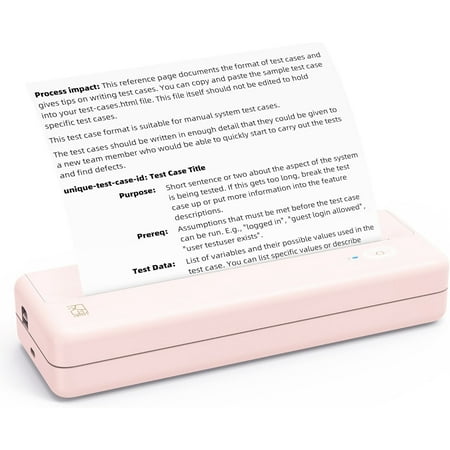 Mixfeer Wireless Printer, Portable Thermal Inkless Printer Compatible with Android iOS Phones & Laptops, Pink