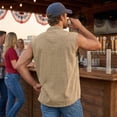 thumbnail image 5 of Mens Tank Top Vintage Button Sleeveless Workout Henley Shirts Summer Casual Classic Solid Beach Tops with Pocket, 5 of 7