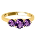 thumbnail image 4 of Aonejewelry Women's 2.25 Carat Three Stone Amethyst Ring in 10k Yellow Gold, 4 of 4