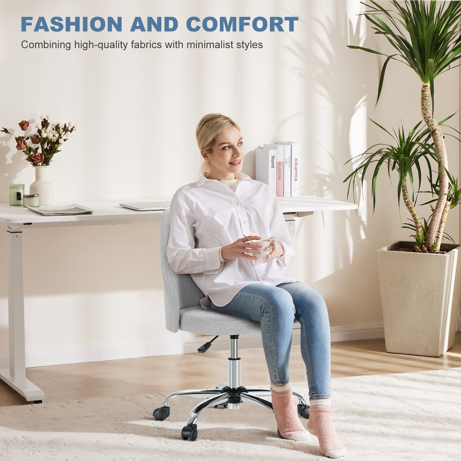 Gianna Home Office Desk Chair, Adjustable Armless Rolling Task Chair, Computer Chairs for Home