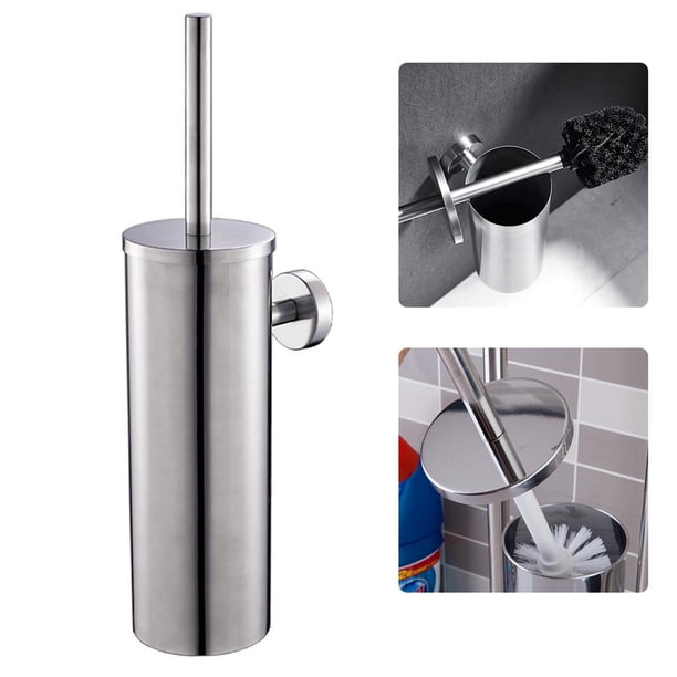 Escobilla De Baño Y Soporte Juego De Escobillas De Limpieza De Inodoro De Acero Inoxidable Con Mango Largo Accesorio De Soporte De Limpiador De Inodoro De Baño Redondo Cateissary HA026326-02