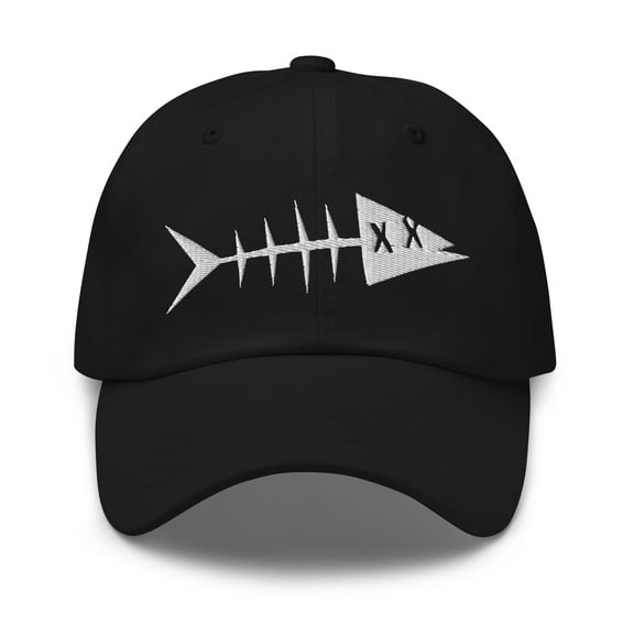 Unisex Adult Embroidered White Fish Adjustable Black Classic Dad Hat