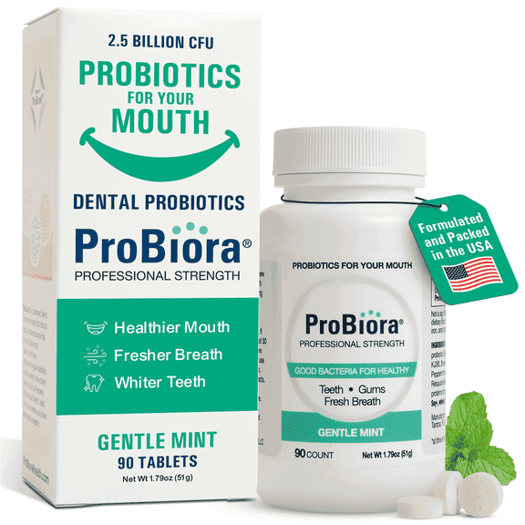 ProBiora Professional Strength Natural Oral Probiotic Mints, Gentle Mint, 90 Tablets