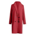 thumbnail image 4 of Goindgs Women's Winter Coat Jacket Suit Long Warm Solid Color Buttons Collar Slim Fit Windbreaker Fall Outerwear Long Coat Red-M, 4 of 4