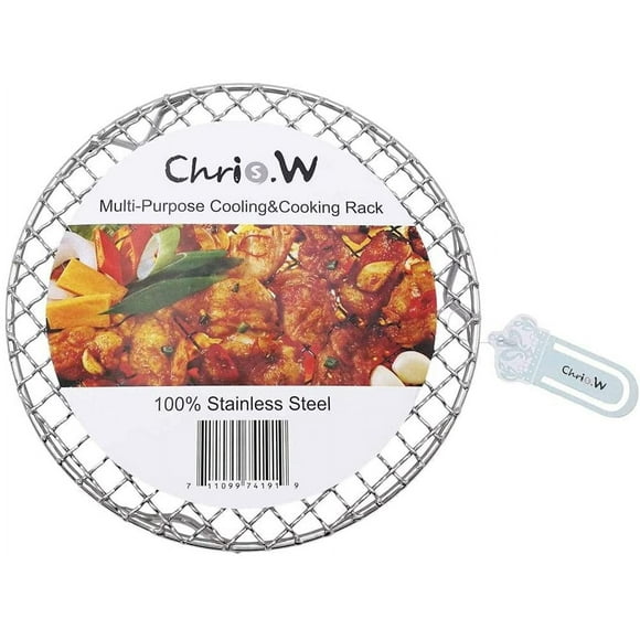 Zhuge 1 paquete de rejilla para barbacoa multiusos de acero inoxidable redonda con alambre cruzado para cocinar al vapor y enfriar,parrilla o sartén con patas (8,25 pulgadas de diámetro)