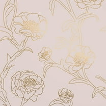 Tempaper Peonies Rose & Metallic Gold Floral Peel and Stick Wallpaper, 20.5" x 16.5'