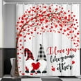 thumbnail image 2 of Newhomestyle Romantic Valentine's Day Shower Curtain, Gnome Couple Red Heart Tree Bathroom Curtains, 72 x 72 Inches, 2 of 6