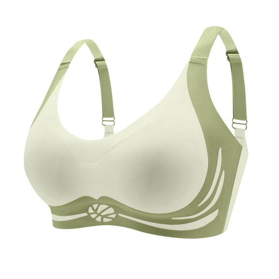 AHTJRT Women's Sports Bras Soft Sponge Cup Scoop Neck Bralettes with Adjustable Straps Comfy Breathable Everyday Lingerie Bras Green XL
