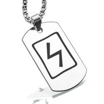 Stainless Steel Elder Futhark Sowulo Rune Dog Tag Pendant Necklace