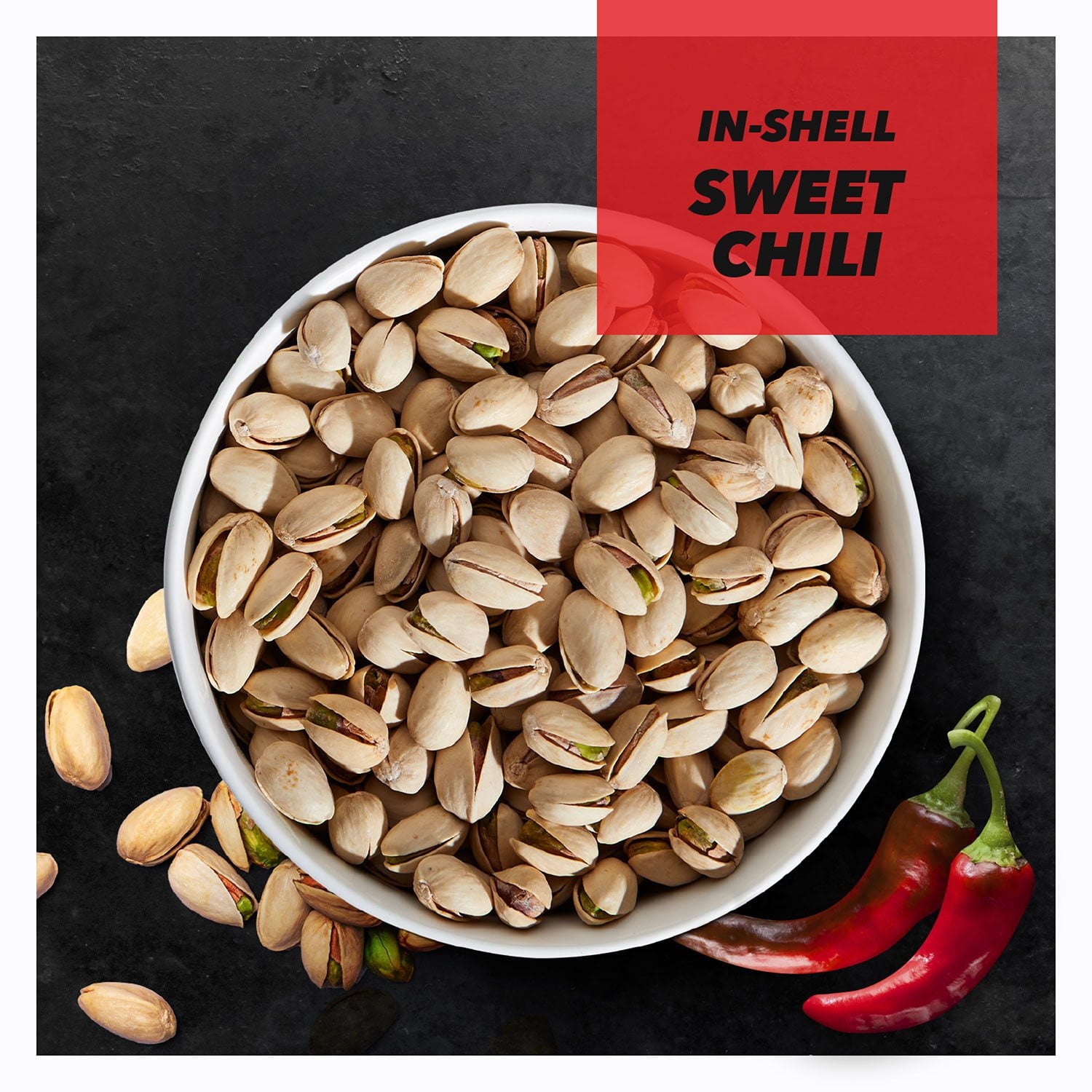 Wonderful Pistachios Sweet Chili, Bold Flavored Snack Nuts, 40 oz. With White Bowl By OMA