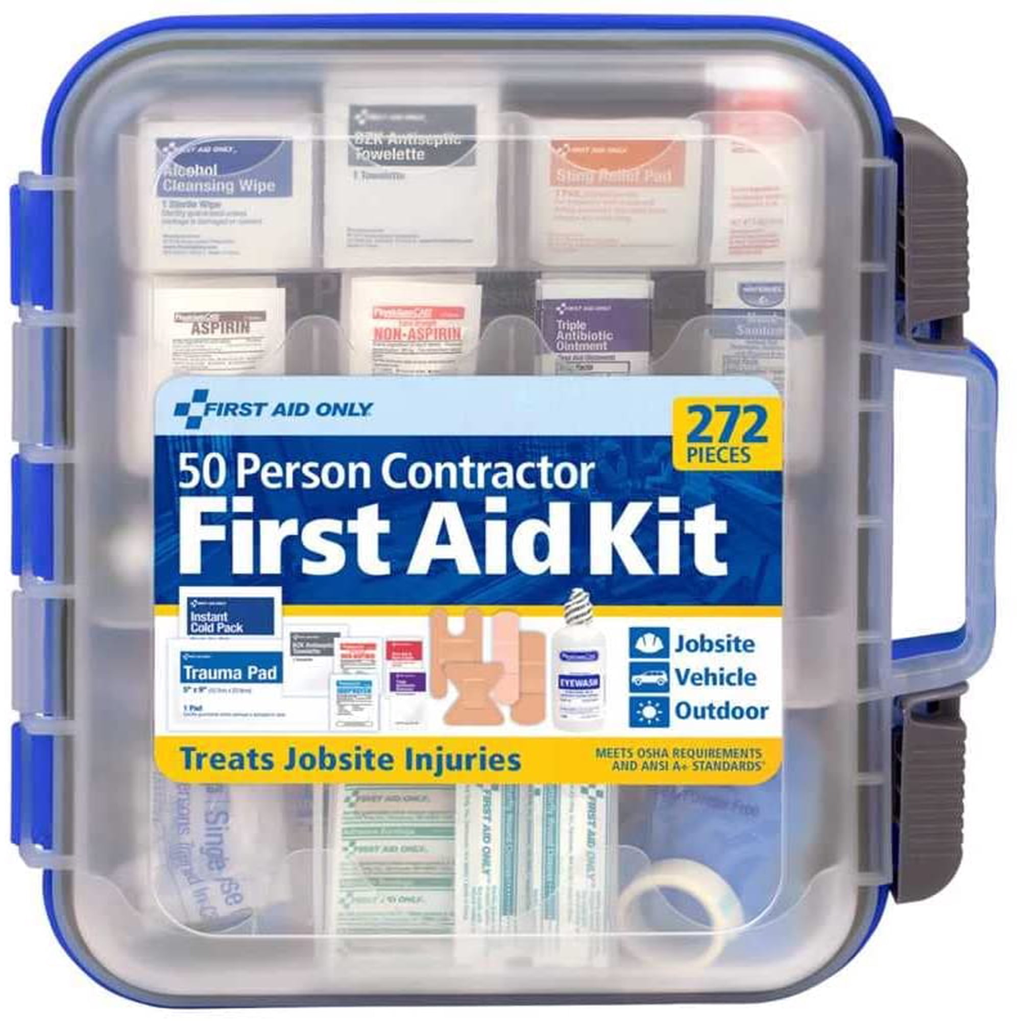 First Aid Only 91300: 50 Person Clear Front, 272 Pieces, Large Plastic Case