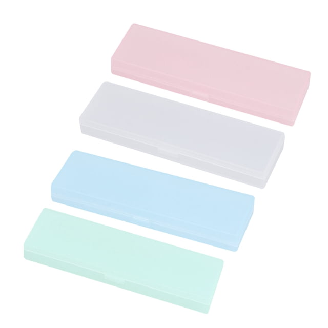 4pcs Caja de papelería Caja de lápices translúcida esmerilada Caja de lápices para estudiantes Caja de almacenamiento de lápices (Tamaño pequeño Blanco Rosa Azul Verde)