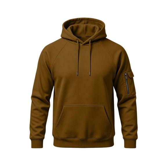 yillto Mens Fleece Lined Sweatshirts Hooded Long Sleeve Pullover Cargo Sweatshirt with Pockets S-3XL