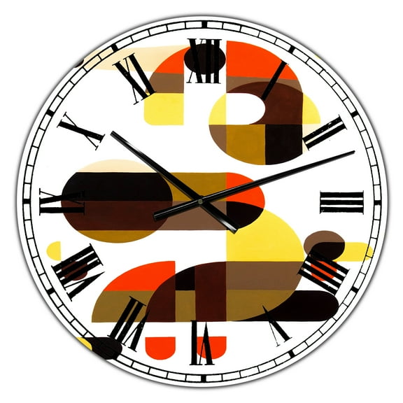 Designart Oversized Multicolor Analog Round Mid-Century Modern Wall Clocks, CLM25085-C23