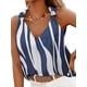 thumbnail image 1 of Blusas casuales sin mangas con cuello en V a rayas para mujer TopsAzul y blancoX-Large, 1 of 5