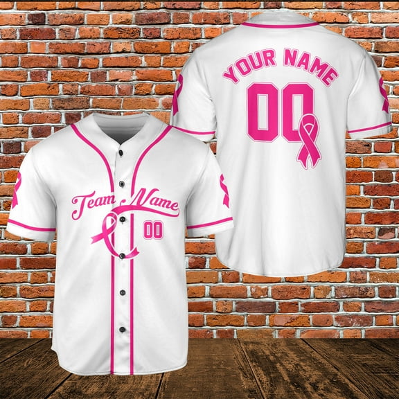 Customized Name Team Name Number Breast Cancer Baseball Jersey, Breast Cancer Survivor Pride unisex shirt for women men (Style1, S)