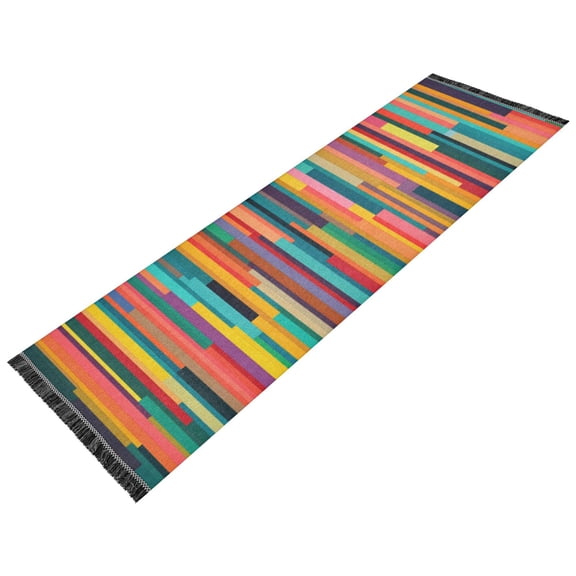 Vintage Modern Runner Rug,Non Slip Machine Washable 72"x23.5" Polyester Material Pet-Friendly Durable,Applicable to Entryway Rug Living Room Rug Color Stripes