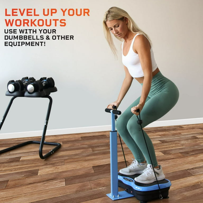 LifePro TrimLite Vibration Plate Beginner Exercise Machine Fit with 2 Resistance Bands Bluetooth Speakers and 200W Power Output Blue