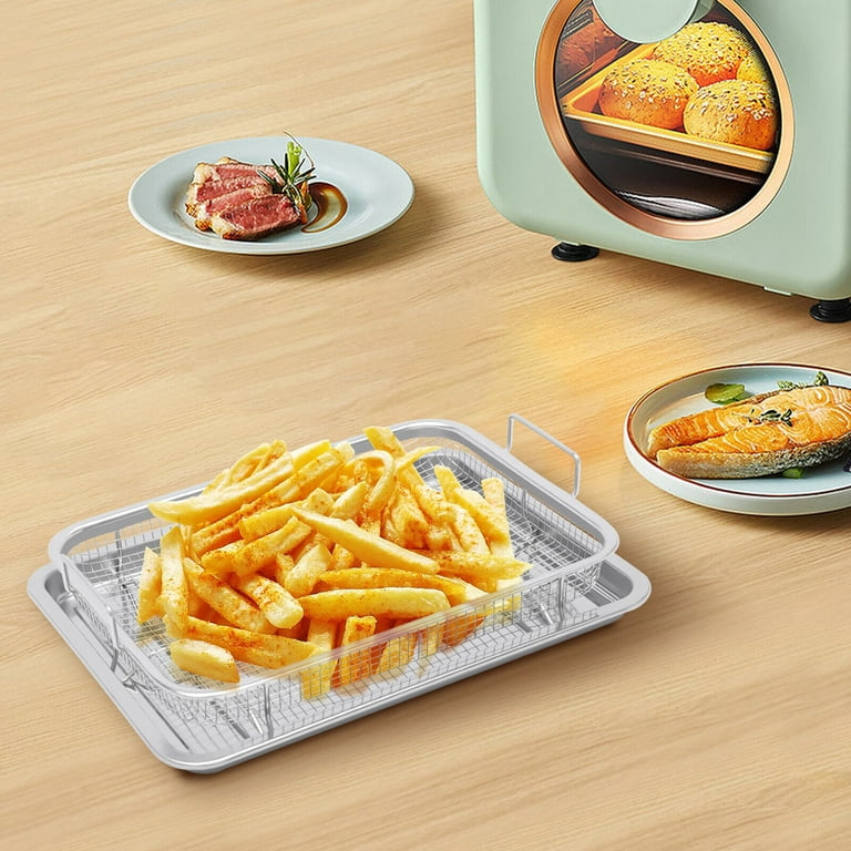 2pc Air Fryer Basket for Oven Stainless Steel Frying Basket Tray Non-Stick, Size: 33.5