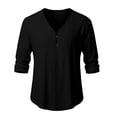 thumbnail image 5 of Men Fall Blouse Mineart Men Long Sleeve Henley Shirts Tops Loose V Neck Cotton Linen Casual Solid Color Shirts Lightweight Everyday Tops for Summer Fall Outdoor, 5 of 5