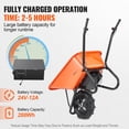 thumbnail image 3 of VEVOR Electric Wheelbarrow Cart,500W Powered Utility Garden Wagon Dump Cart, 5 Cu. Ft. Load & 330 lbs Capacity with Metal Handle & 16" Track Wheels, One Wheel Barrow Yard Cart & Wagons for Lawn Farm, 3 of 9