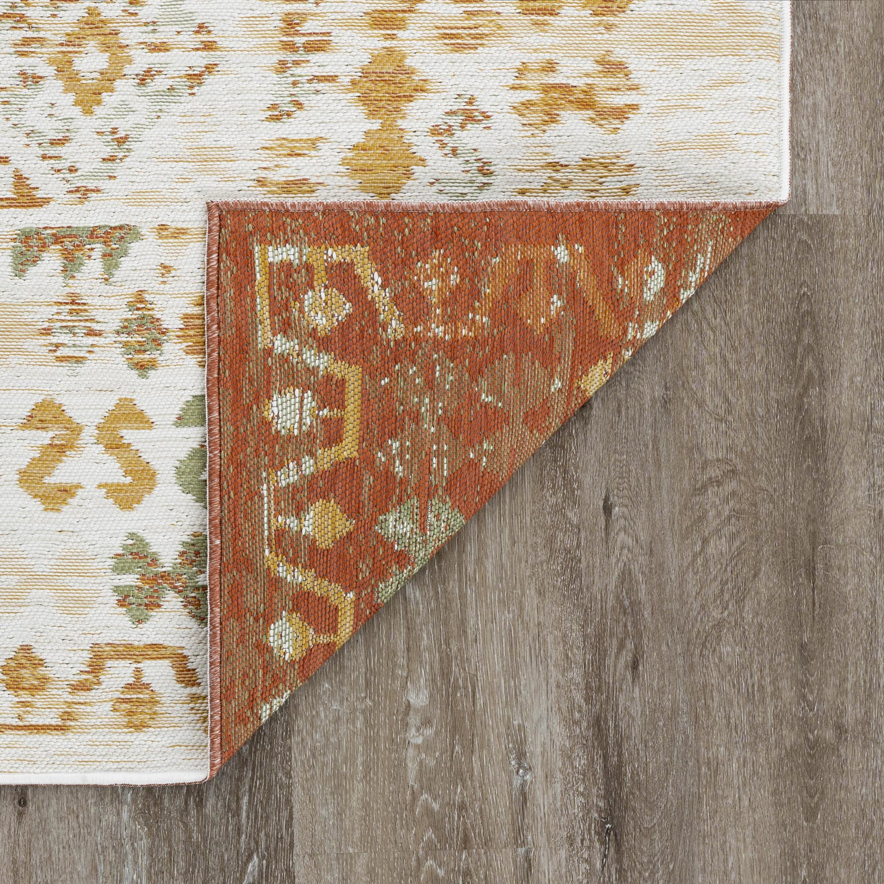 Bliss Rugs Reversible Indoor Outdoor Area Rug Moroccan Style for Patio, Porch, Garden | Orange, 7'11'' x 10'3''