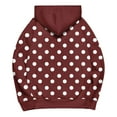 thumbnail image 4 of FRSASU Women's Polka Dot Print Hooded Sweatshirt Long Sleeved Casual Fashion Top with Pocket Wine M(M), 4 of 5