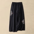 thumbnail image 2 of FUNUONY Lightweight Wide Leg Cropped Pants for Women High Waisted Loose Casual Lounge Travel Work Sweatpants Summer Linen Blend Wide Leg Pants Elastic Waist Trousers with Pockets Black 5Xl, 2 of 5