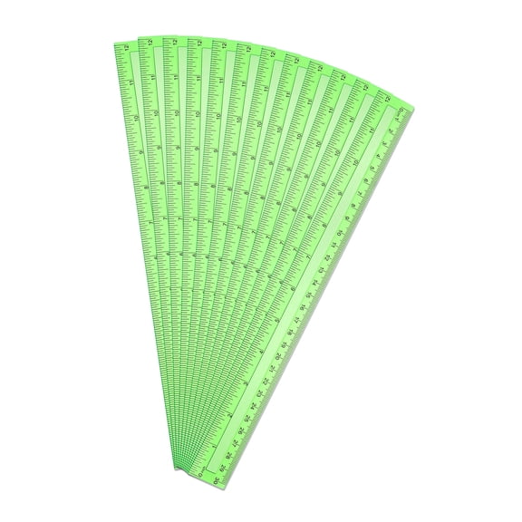 Uxcell 12 Inch Transparent Ruler Plastic Rulers, 12pcs Straight Measuring Tools, Green