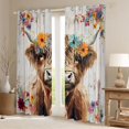 thumbnail image 2 of Castle Fairy Farmhouse Highland Cow Curtains Pack of 2 (42x84 Each) for Female Men Women,Colorful Floral Flowers Curtains Blackout,Rustic Cabin Cottage Bedroom Curtains,Lightweight Room Decor, 2 of 6