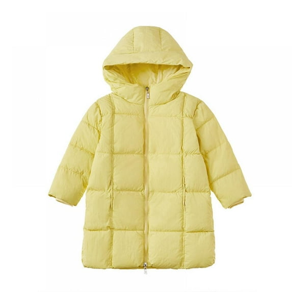 Xinhuaya 3-8T Boy Girl Lightweight Down Jacket Mid length Kids Hoods Snowsuit Coat Outwear