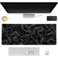 thumbnail image 2 of Black Topographic Contour Large Gaming Mouse Pad for Desk,XL Big Mouse Pad Gaming Desk Mat,Mousepad Desk Pad With Non-Slip Base and Stitched Edge,Keyboard Mouse Mat for Home Office Work,31.5 x 11.8 in, 2 of 6