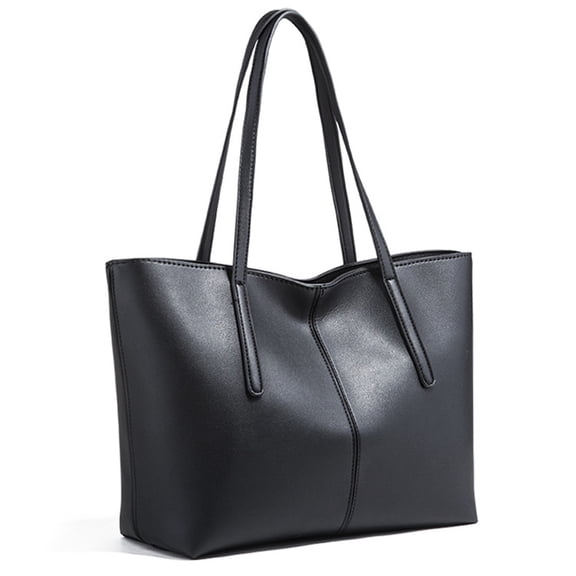 KALLORY Elegant Travel Tote Bags for Women Black PU 1Set