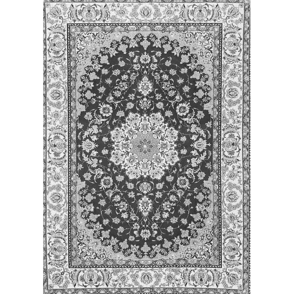 Ahgly Company Indoor Rectangle Medallion Gray Traditional Area Rugs, 7' x 9'