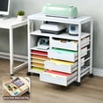 thumbnail image 5 of TC-HOMENY Mobile Craft Storage Utility Cart Compatible w/ Cricut Machines, Multifunctional Craft Organizer Container w/ Large Space, Rolling Modern Furniture w/ Wheels, White, 5 of 8